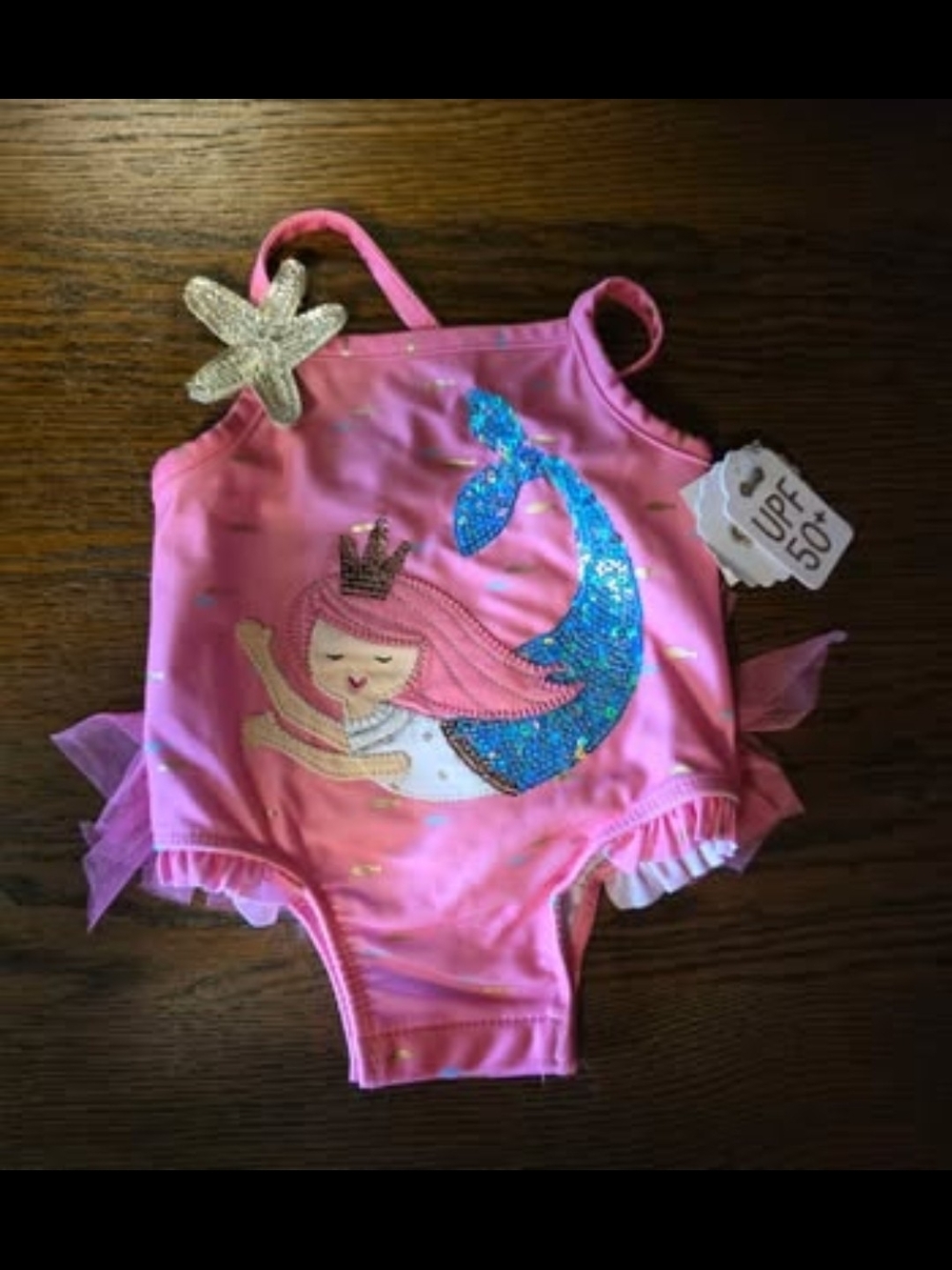 Mud Pie Pink Mermaid One-Piece Swimsuit for Baby 3-6M